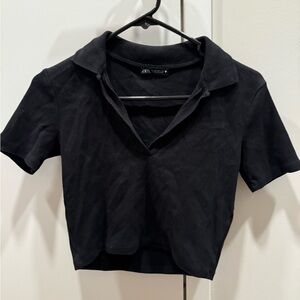 Zara Black Polo Crop Top